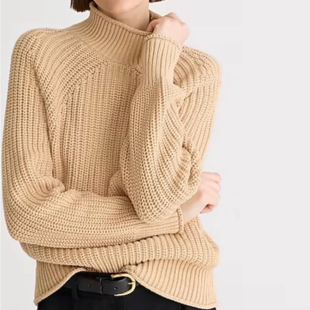 J. Crew ‘Relaxed Rollneck Sweater’ in 100% Cotton “Sandy Beach” Tan Size XXS